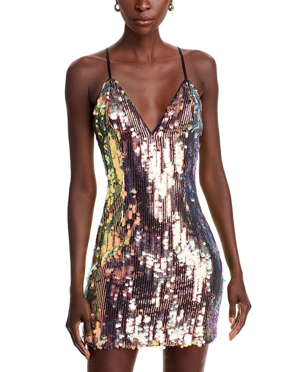 Ramy Brook Embellished Iridescent Sequin Crisscross Back Mini Dress Size 0